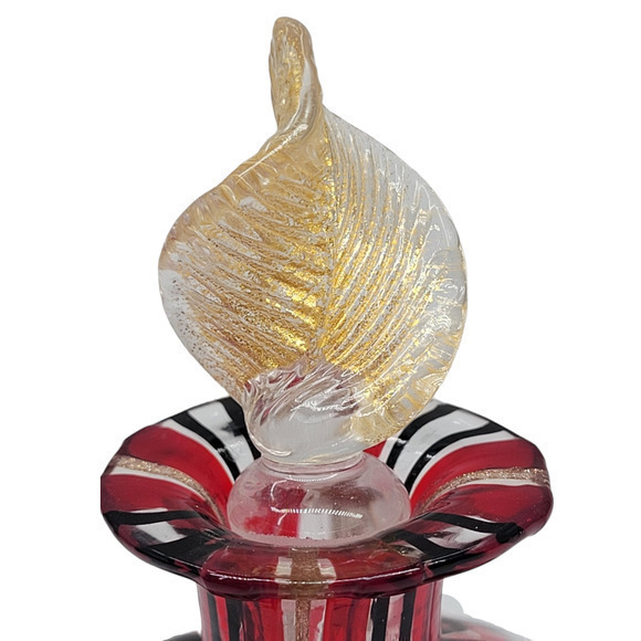 Murano Campenella Red Gold Glitter Striped Vintage‎ Glass Perfume Bottle - Picture 6 of 10